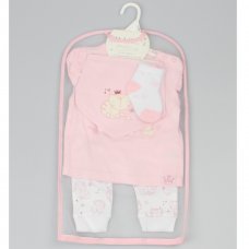 D12810: Baby Girls Cat 4 Piece Outfit (0-6 Months)